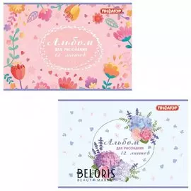 Альбом для рисования, а4, 12 л.,"Цветочки"