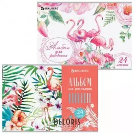 Альбом для рисования А4, 24 листа "Фламинго"
