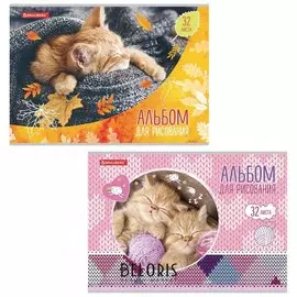 Альбом для рисования А4 32 листа "Котята"