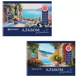 Альбом для рисования, А4, 40 листов "Пейзаж с цветами" 2 вида