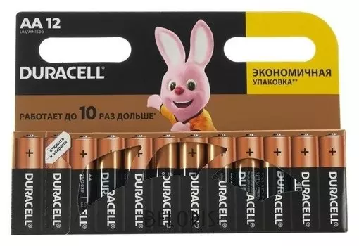 Алкалиновая батарейка Duracell, AA, Lr6, блистер, 12 шт.