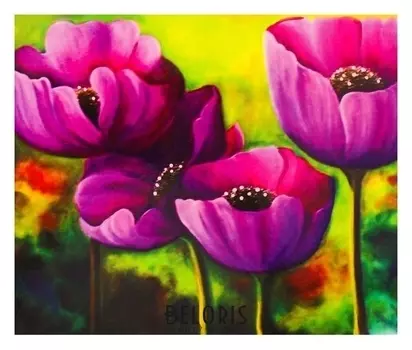 Алмазная картина "Маковый квартет"