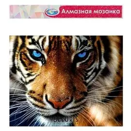 Алмазная мозаика без подрамника, частичное заполнение «Тигр» 40×50 см