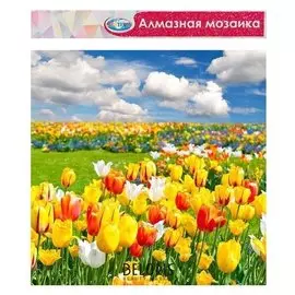 Алмазная мозаика без подрамника, частичное заполнение «Тюльпаны» 40×50 см