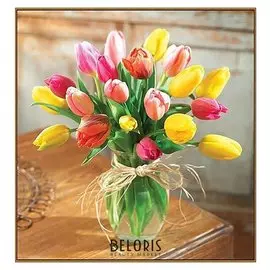 Алмазная мозаика «Букет тюльпанов», 35 × 35 см, 34 цвета