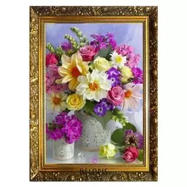 Алмазная мозаика «Цветочный дуэт» 29,5×20,5см, 25 цветов