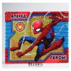 Алмазная мозаика для детей "Вперед, герой" человек-паук, 20 х 25