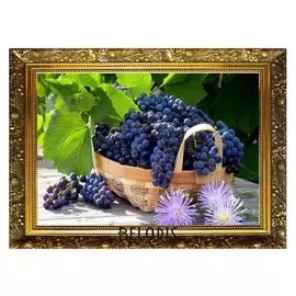 Алмазная мозаика "Корзинка винограда" 29,5×20,5 см, 25 цветов