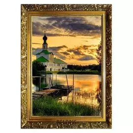 Алмазная мозаика "На берегу пруда" 29,5×20,5 см, 25 цветов
