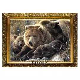 Алмазная мозаика «Семейство косолапых» 29,5×20,5 см, 25 цветов