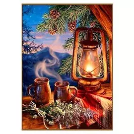 Алмазная мозаика "Таежный вечер", 21*29 см, 32 цвета