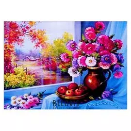 Алмазная мозаика «У окна» 40 × 30 см, 38 цвета