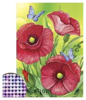 Алмазная вышивка с частичным заполнением «Маки», 15 х 21 см. набор для творчества