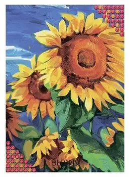 Алмазная вышивка с частичным заполнением «Подсолнухи», 15 х 21 см. набор для творчества