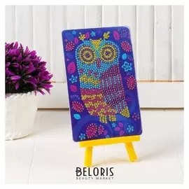 Алмазная вышивка с частичным заполнением «Совушка», с подставкой, размер картины: 21 × 25 см