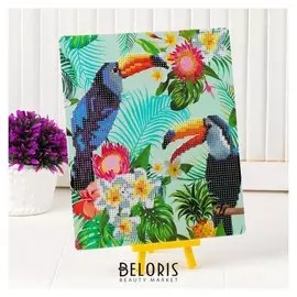 Алмазная вышивка с частичным заполнением «Туканы», с подставкой, размер картины: 21 × 25 см