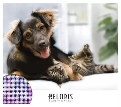 Алмазная вышивка с частичным заполнением «Весёлые друзья» 30х40 см, холст, ёмкость