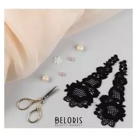 Аппликации пришивные «Лейсы», 16 × 6,5 см, пара, цвет чёрный