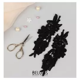 Аппликации пришивные «Лейсы», 18 × 7 см, пара, цвет чёрный