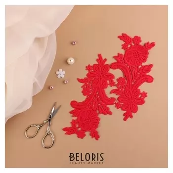 Аппликации пришивные «Лейсы», 18 × 8,5 см, пара, цвет красный