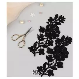 Аппликации пришивные «Лейсы», 21 × 9 см, пара, цвет чёрный