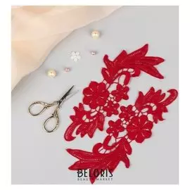 Аппликации пришивные «Лейсы», 22 × 10 см, пара, цвет красный