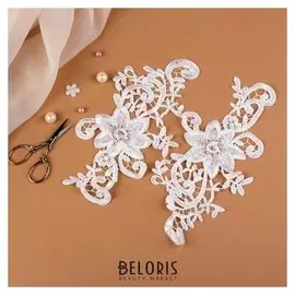 Аппликации пришивные «Лейсы», 23,5 × 13 см, пара, цвет белый