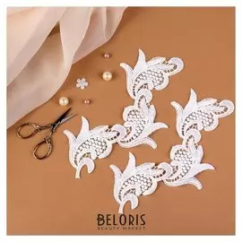 Аппликации пришивные «Лейсы», 24,5 × 13 см, пара, цвет белый