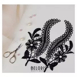 Аппликации пришивные «Лейсы», 24 × 10 см, пара, цвет чёрный