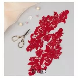 Аппликации пришивные «Лейсы», 26 × 10 см, пара, цвет красный