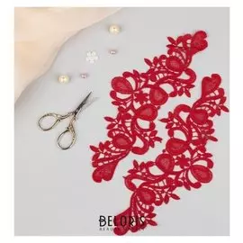 Аппликации пришивные «Лейсы», 28 × 10 см, пара, цвет красный