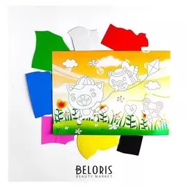 Аппликация 3D "Котик с воздушным змеем" из ЕVA