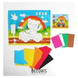 Аппликация 3D "Миша в машине" из ЕVA