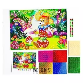 Аппликация круглыми стразами и EVA «Кот в сапогах»