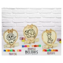 Аппликация шариковым пластилином в форме сердца «Животные» 8 цветов по 4 гр, подставка