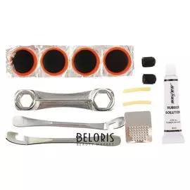 Аптечка для ремонта вело камер с ключом-гантелей и монтажками