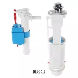 Арматура для смывных бачков "АНИ" Wc8030c, с боковой подводкой, 3/8", пластик, кнопка хром