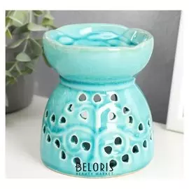Аромалампа керамика "Деревце с сердечками" голубая 11,2х10х10 см