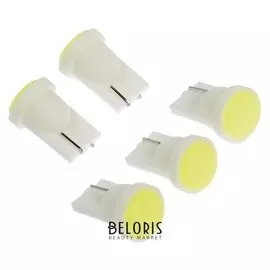 Автолампа светодиодная T10, Cob, габарит, 12 В, свет белый, набор 5 шт