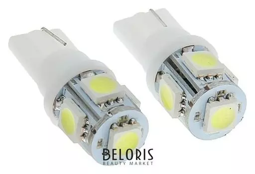 Автолампа светодиодная Torso T10 W5w, габарит, 12 В, 5 Smd-5050, 2 шт., свет белый