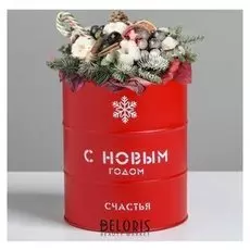 Банка-бочка, красная «С новым годом», 12 х 14 см
