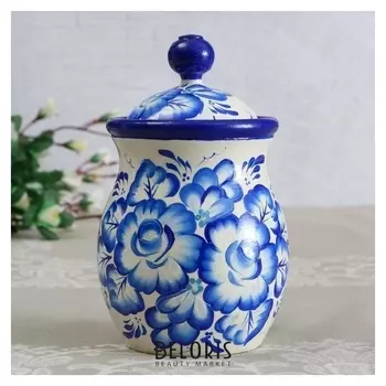 Банка для сыпучих продуктов "Гжель", 16см, ручная роспись