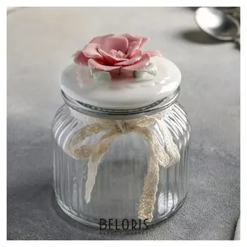 Банка для сыпучих продуктов «Роза», 600 мл, 11×14 см