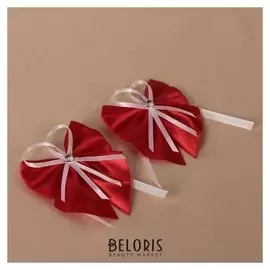 Бант-бабочка свадебный для декора, атласный, 2 шт, красный