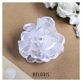 Бант для девочек с резинкой "Филиси" 9 см, белый и синий