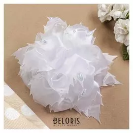 Бант для девочек с резинкой "Хлоя", 17 см, белый