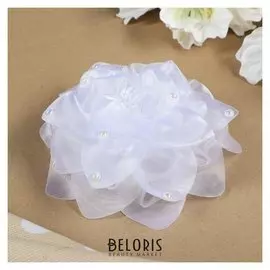 Бант для девочек с резинкой "Лилия" белый, 13 см