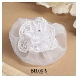 Бант для девочек с резинкой "Скарлетт" белый, 8 см