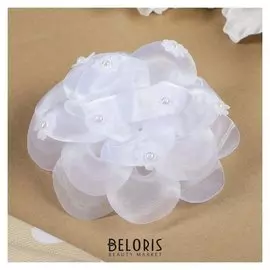 Бант для девочек с резинкой "Воздушный" белый, 12 см