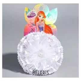 Бант для волос с розочкой и лентой